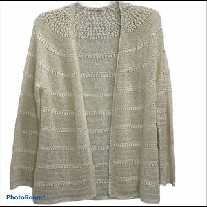 Vintage Snow Lotus 1970s Crochet Corde & Mohair open front cardigan Size S.